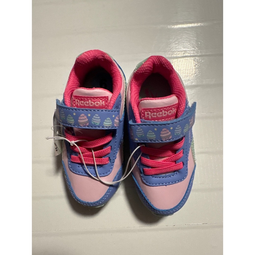 Reebok‎ Kids Toddler Girls Size 6 Pink Blue Cupcake Sneakers Hook and Loop